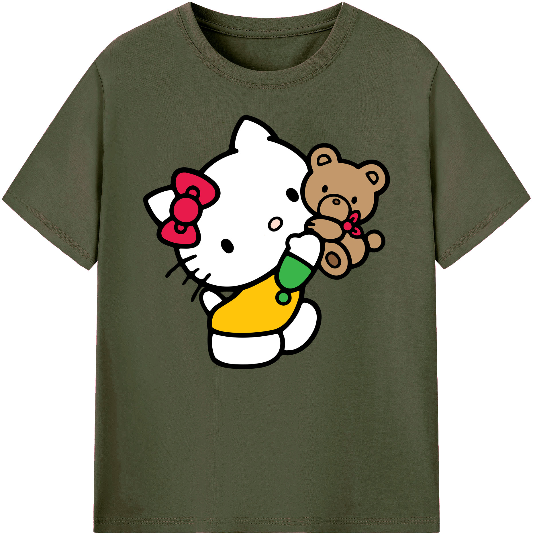 （画像用） Hello Kitty ハローキティ 綿100％ メンズ半袖Tシャツ｜肌触りやわらか＆通気性